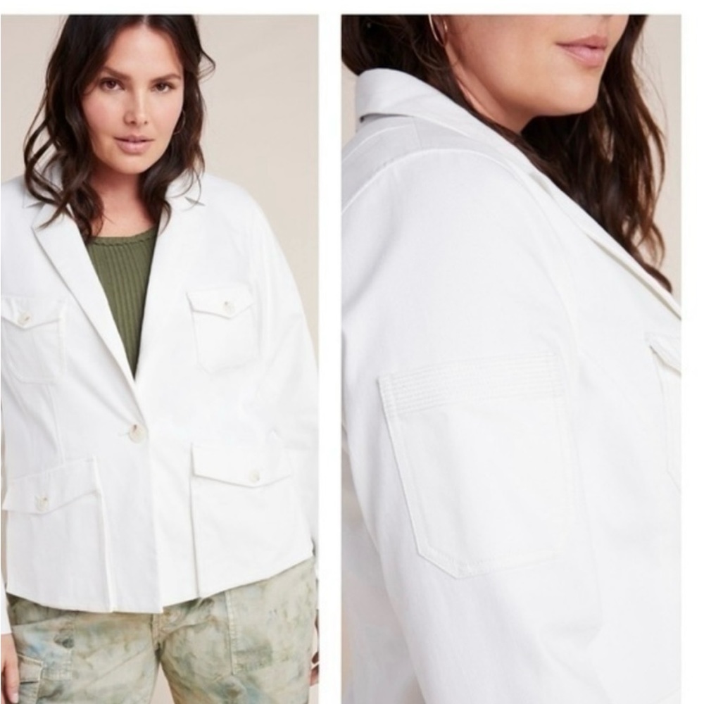 Anthropologie Neve Utility Jacket Ivory/White 22W